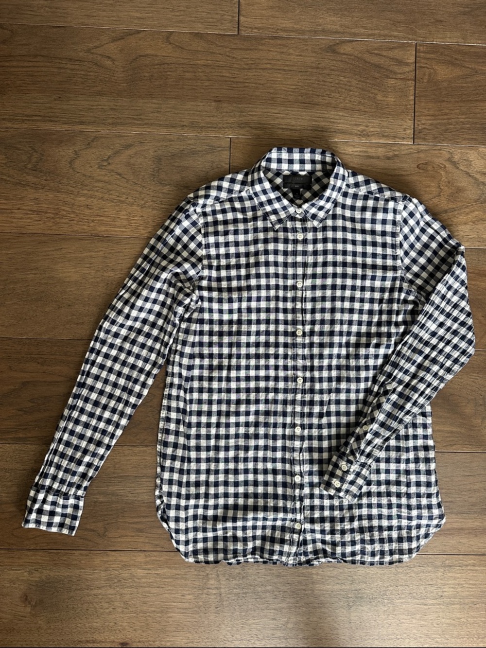 J.Crew Classic-Fit Boy Shirt in Crinkle Gingham, Navy Gingham Button Down